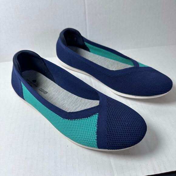Womans Clarks cloudsteppers blue/green Carly wish ballet flats size 8.5M - Picture 6 of 9